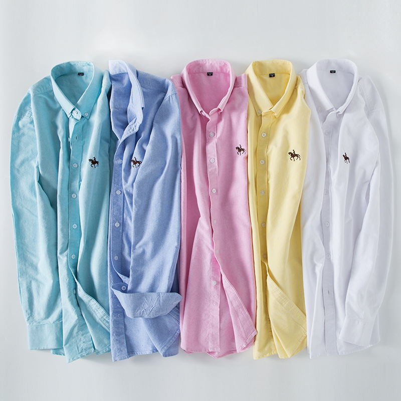 Oxford Cotton Casual Shirt Business - 6XL 100% Cotton Oxford สีขาวเสื้อชายเสื้อแขนยาวลายสก๊อตลายเสื้อผู้ชายแขนยาวสีทึบธุรกิจกระเป๋า
