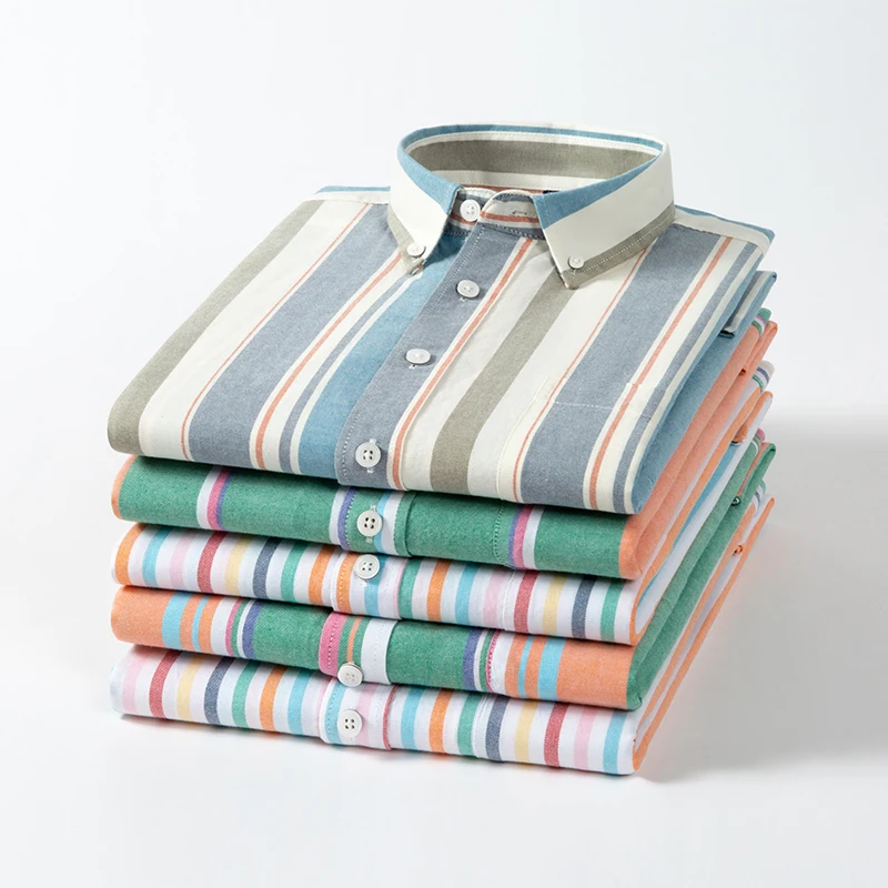 Oxford Cotton Casual Shirt Business - เสื้อเชิ้ตผ้าฝ้ายอ็อกซ์ฟอร์ด 100% ปี 2025 สไตล์ลำลองสำหรับนักธุรกิจ แขนยาว