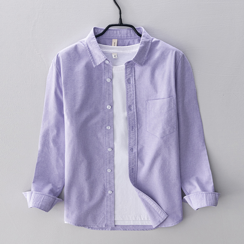 Oxford Cotton Casual Shirt Business - เสื้อเชิ้ตแขนยาวผ้าฝ้ายแบรนด์เนมเสื้อเชิ้ตผู้ชายแฟชั่นเรียบง่ายใส่สบายสำหรับผู้ชายเสื้อผ้าลำลองเสื้อตัวบน