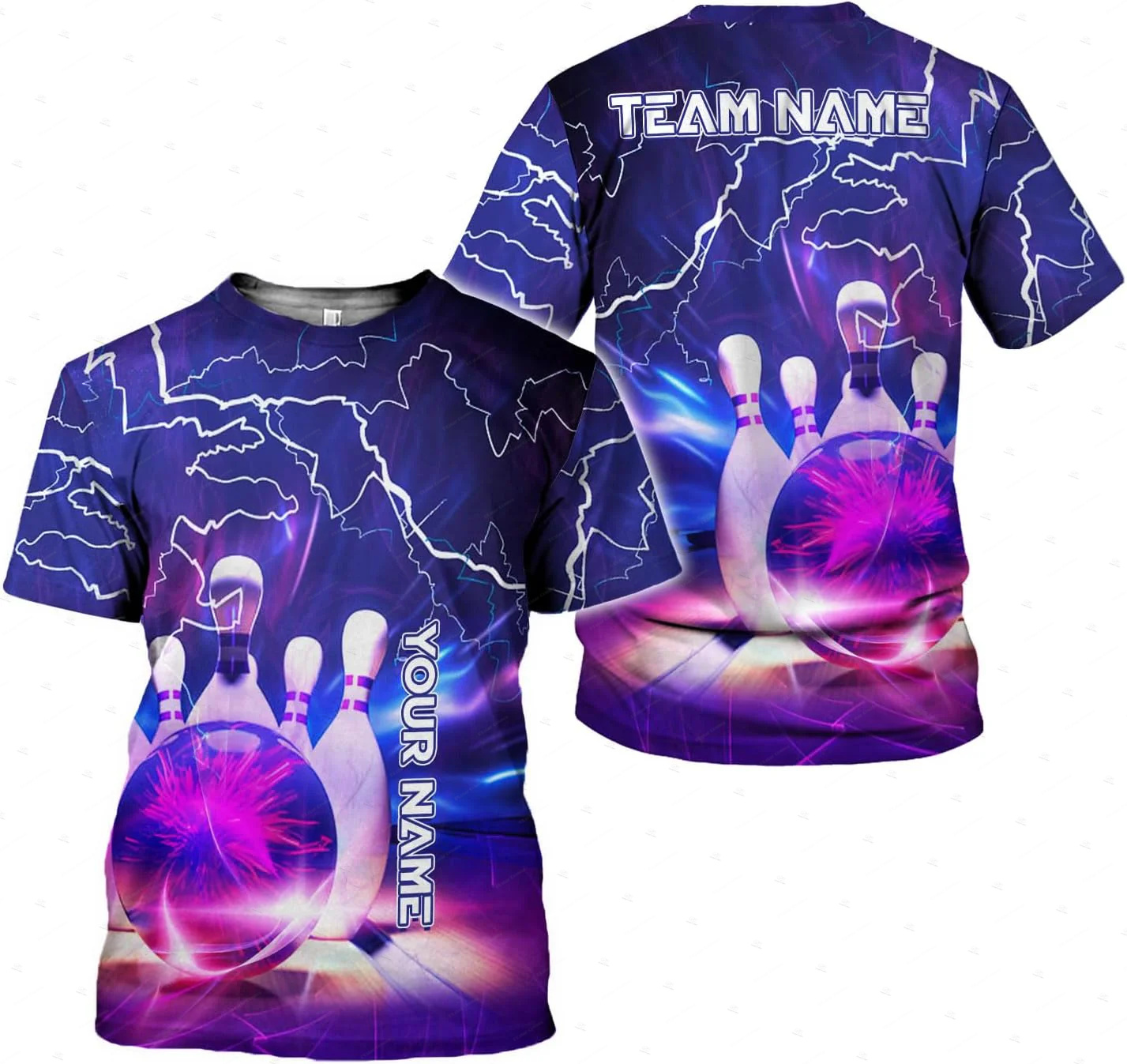 Short Sleeve Bowling Shirt Retro - Custom ชื่อ Gradient โบว์ลิ่งเปลวไฟ Graffiti สีสัน