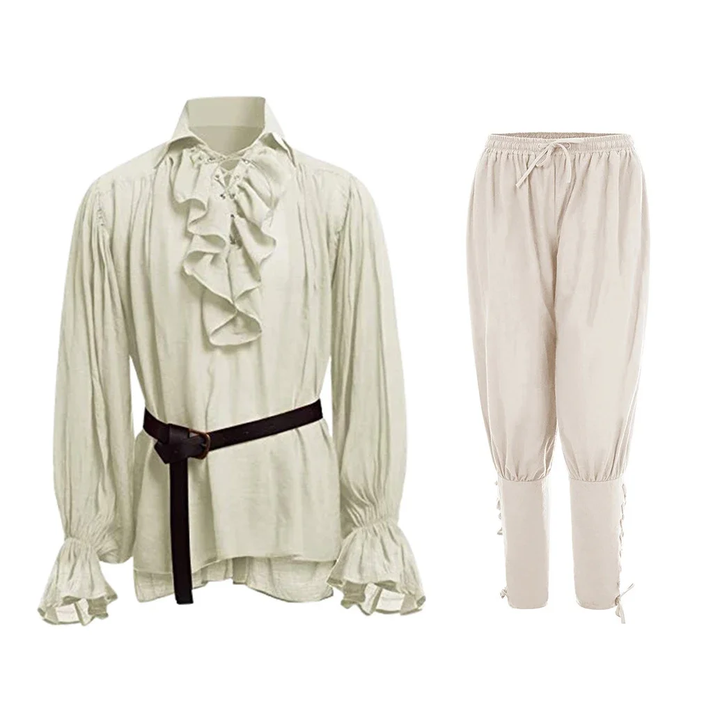 เสื้อเชิ้ตยุคกลาง แต่งระบายสไต - Medieval Gothic Lace Up Pirate Shirt บทวิจารณ์และราคา