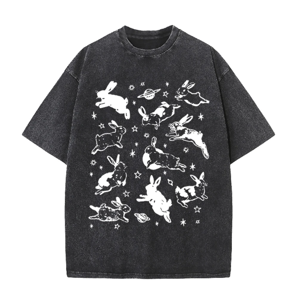 เสื้อยืดลายกราฟิกกระต่ายอวกาศ  - Acid Wash Vintage Graphic T Shirt บทวิจารณ์และราคา