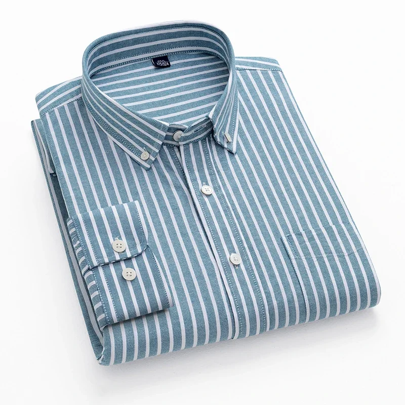 เสื้อเชิ้ตผ้าฝ้ายอ็อกซ์ฟอร์ด 1 - Oxford Cotton Casual Shirt Business บทวิจารณ์และราคา
