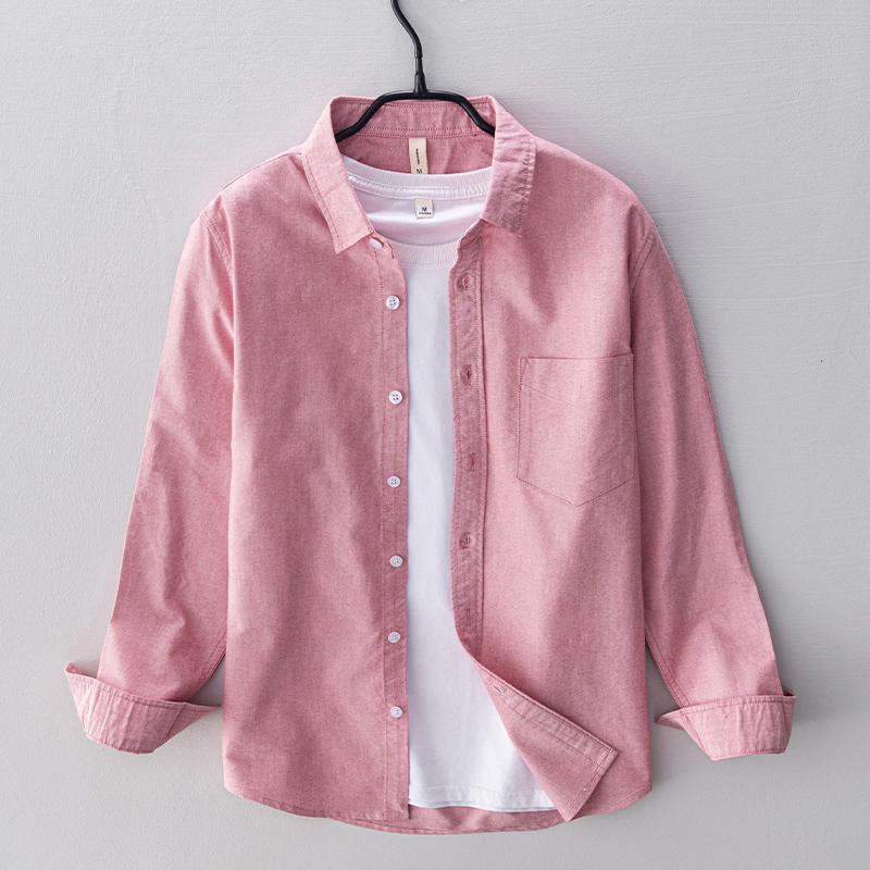 เสื้อเชิ้ตแขนยาวผ้าฝ้ายแบรนด์เ - Oxford Cotton Casual Shirt Business บทวิจารณ์และราคา