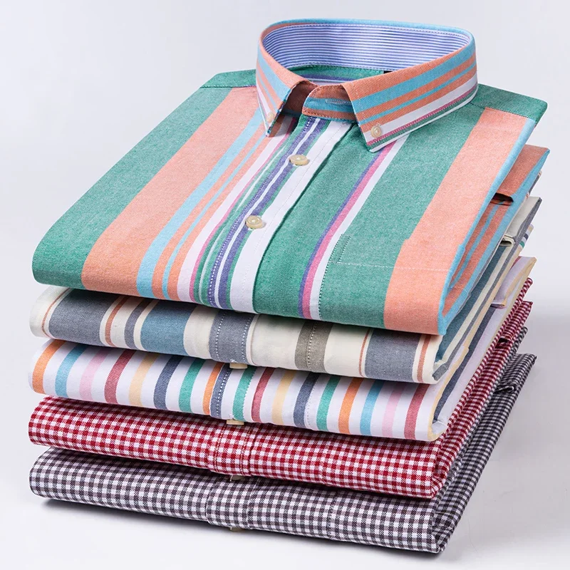 เสื้อเชิ้ตผู้ชายลายสก็อตแบบลำล - Oxford Cotton Casual Shirt Business บทวิจารณ์และราคา
