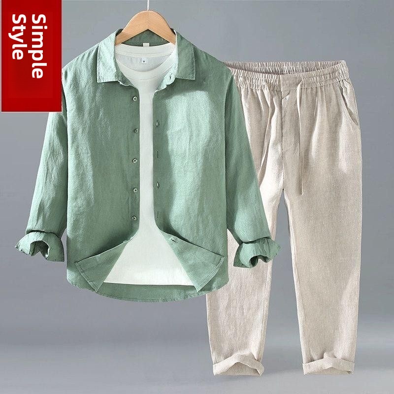 ชุดเสื้อเชิ้ตแขนสั้นและกางเกงข - Mens Linen Shirt Long Sleeve บทวิจารณ์และราคา